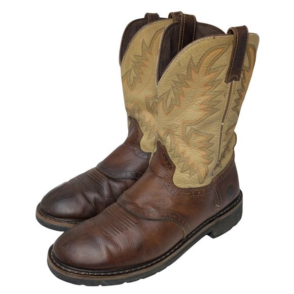 Mens sz 12 EE  Justin Brown Leather Wellington Work Cowboy Western Boots - Picture 1 of 10